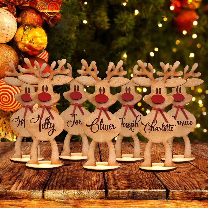 Personalized Name Freestanding Wooden Reindeer for Family