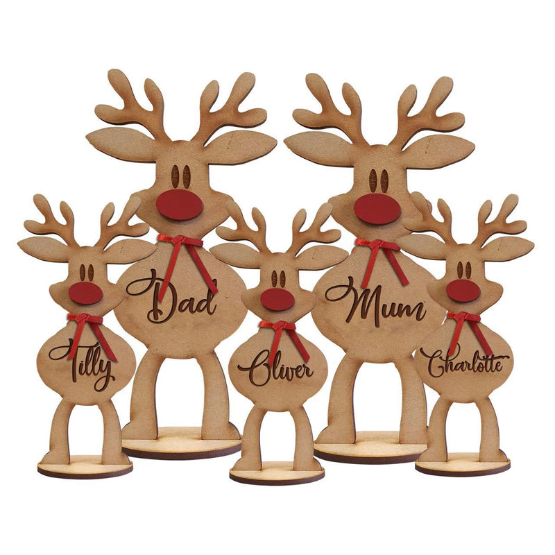 Personalized Name Freestanding Wooden Reindeer for Family