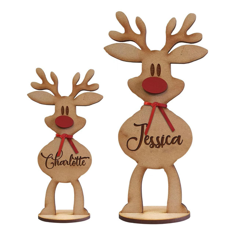 Personalized Name Freestanding Wooden Reindeer for Family