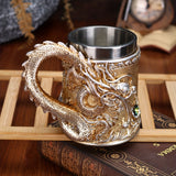 Stainless Steel Dragon Beer Mug - Large Capacity(600ml), Insulated Coffee Cup with Unique Oriental Dragon Design - Perfect for Cold Drinks, Ideal Christmas Gift