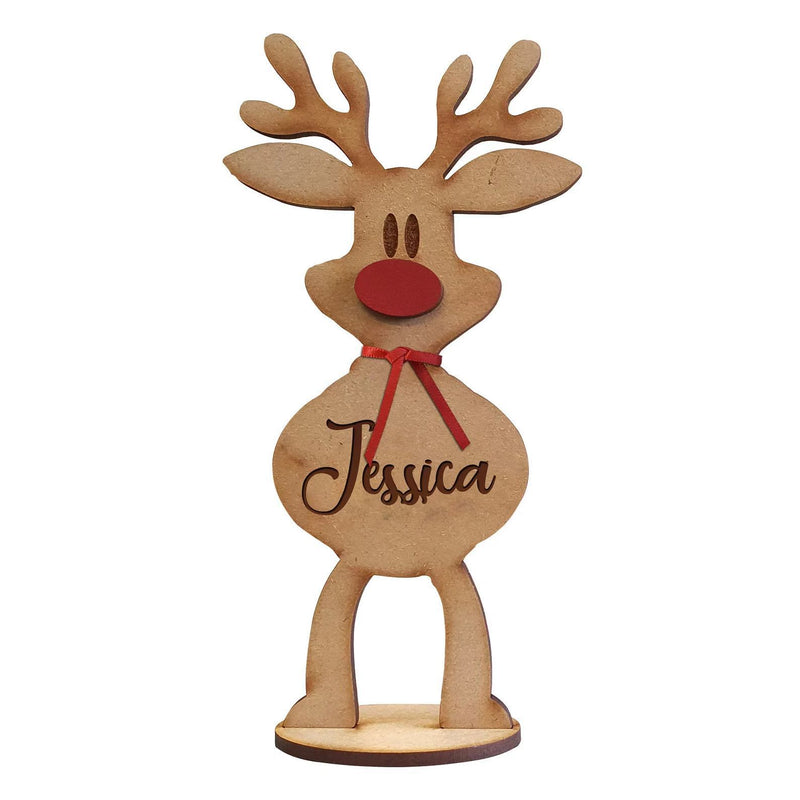 Personalized Name Freestanding Wooden Reindeer for Family