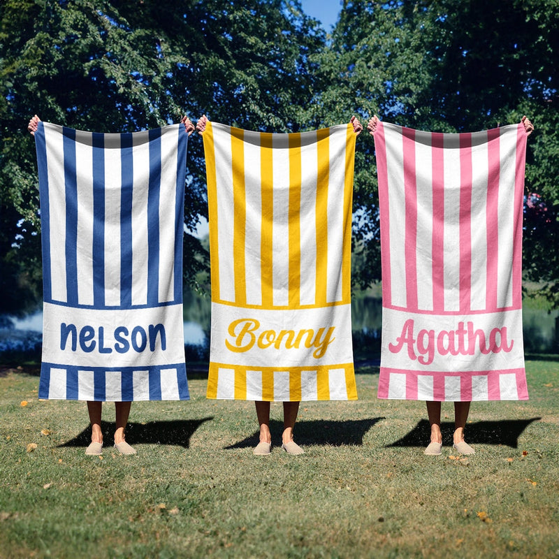 Striped Personalized Beach Towel Bath Towel Pool Towel