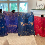 Sparkling Gold Glitter Personalized Blanket with Name, Custom Birthday Anniversary Gift for Girls Kids and Adults