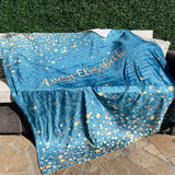 Sparkling Gold Glitter Personalized Blanket with Name, Custom Birthday Anniversary Gift for Girls Kids and Adults