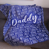 Personalized Blanket for Dad Grandpa, Custom Family Name Gift for Fathers Day Birthday