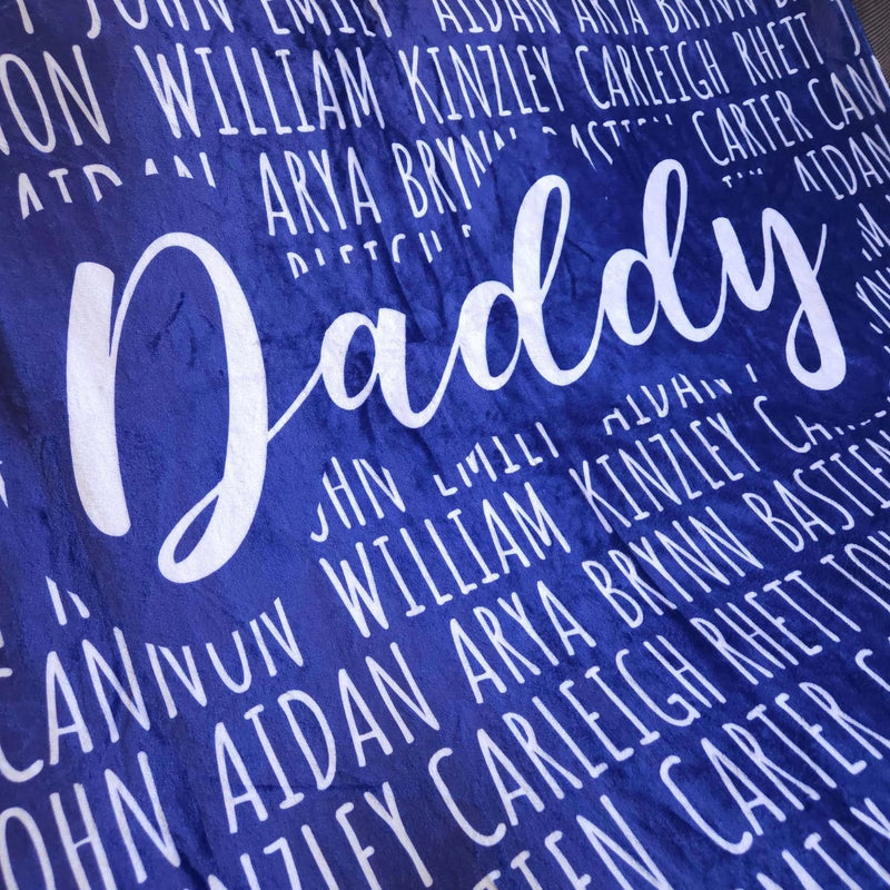 Personalized Blanket for Dad Grandpa, Custom Family Name Gift for Fathers Day Birthday