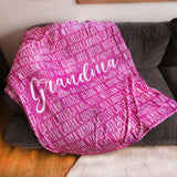 Personalized Blanket for Grandma, Custom Family Name Gift for Mothers Day Birthday