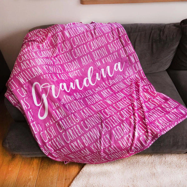 Personalized Blanket for Grandma, Custom Family Name Gift for Mothers Day Birthday