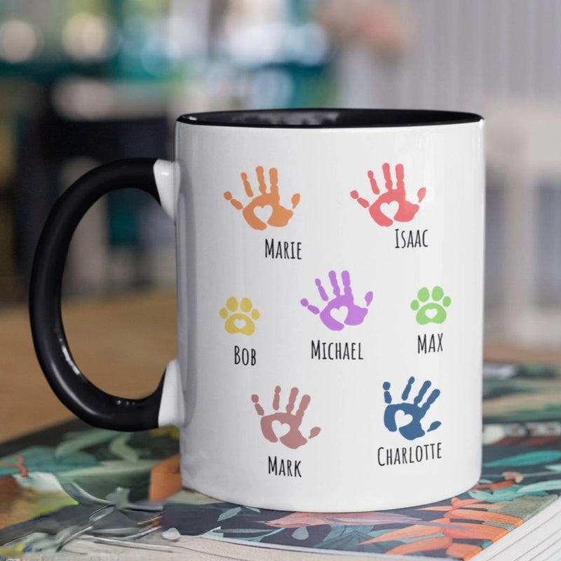 To Our Family You Are the World - Personalized Kids Names Mug for Grandpa Grandma Mom Dad - Unique Custom Gift For Father's Day Mother's Day Birthday From Grandkids Kids - Custom Mugs for New Grandparents New Parents Gift