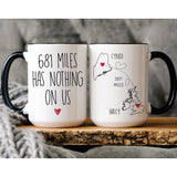 Miles Apart But Close at Heart - Personalized Name and State Mug - Custom Gift for Mother Daughter Sister Best Friends, BFF Bestie and Family - Unique Long Distance Friendship Gift - Moving Away Present