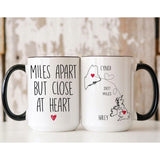 Miles Apart But Close at Heart - Personalized Name and State Mug - Custom Gift for Mother Daughter Sister Best Friends, BFF Bestie and Family - Unique Long Distance Friendship Gift - Moving Away Present