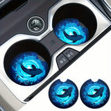 2pcs Absorbent EVA Stylish Killer Whale Car Coasters - Protect Your Interior with Easy Cleaning