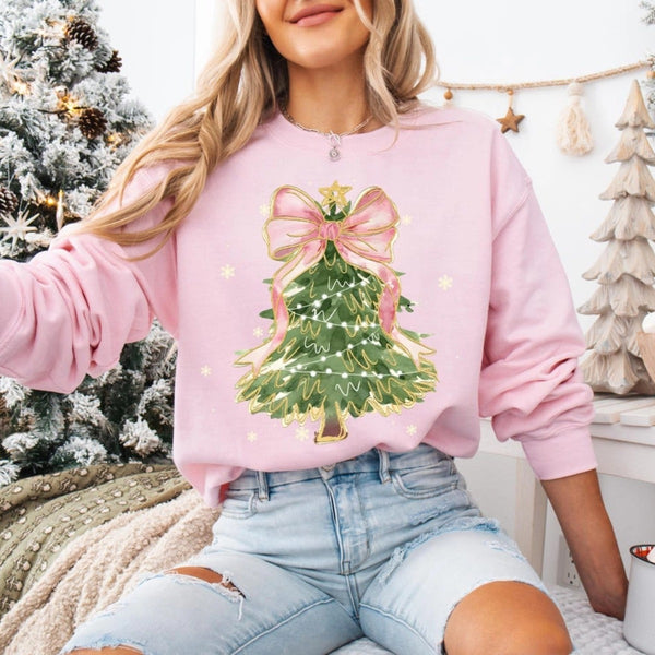 Unisex Christmas Tree Bow Shirt Sweatshirt