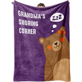 Grandma's Snoring Corner Blanket, Funny Gifts for Mom Grandma, Personalized Gifts for Mothers Day Birthday Christmas