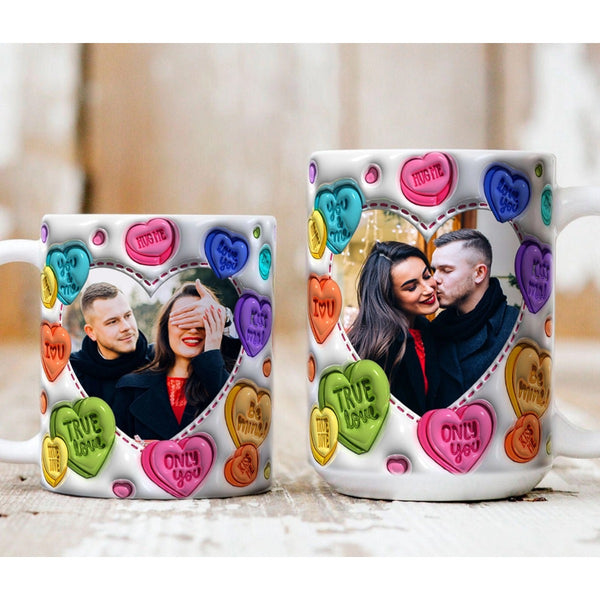 I Love You Mug - Personalized Photo 3D Inflated Valentine Mug - Valentine Gift for Couples Girlfriend Wife