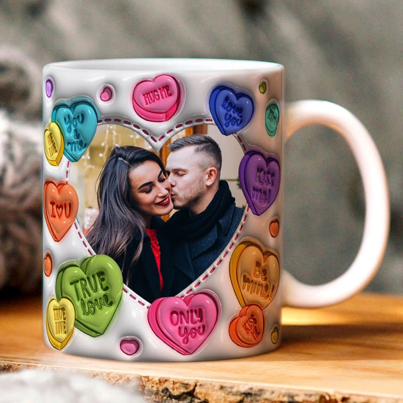 I Love You Mug - Personalized Photo 3D Inflated Valentine Mug - Valentine Gift for Couples Girlfriend Wife