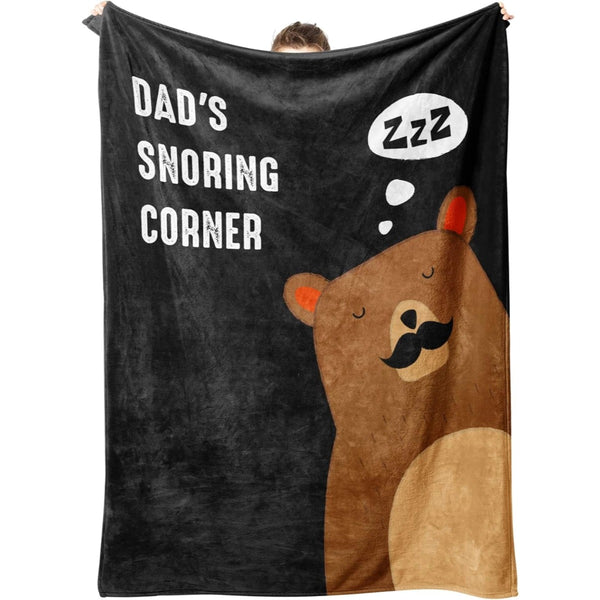 Dad's Snoring Corner Blanket, Funny Gifts for Dad Grandpa, Personalized Gifts for Fathers Day Birthday Christmas