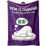 Mom is Charging Sloth Blanket, Funny Gifts for Mom Grandma Papa Grandpa Family, Personalized Gifts for Fathers Day Mothers Day Birthday Christmas