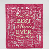 Best Mom Ever - Personalized Names Blanket for Mom - Custom Gift for Birthday Mothers DayChristmas - Unique Gifts from Daughter Son