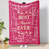 Best Mom Ever - Personalized Names Blanket for Mom - Custom Gift for Birthday Mothers DayChristmas - Unique Gifts from Daughter Son