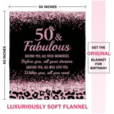 Customizable Birthday Gifts for Her- 50 and Fabulous Flannel Blanket- 50 Years Old Gifts for Women, 50th Birthday Gifts for Women, Friends, Mom, Wife, Aunt, Sister