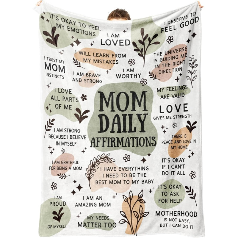 Mom Daily Affirmations Blanket - New Mom Gifts for Women  - New Mom Postpartum/Gender Reveal Gifts, Gifts for New Mom Girl Mom Boy Mom