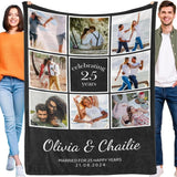 Personalized Blanket with Photos - Romantic Anniversary Birthday Valentine's Day Engagement Wedding Gifts for Wife Husband Girlfriend Boyfriend