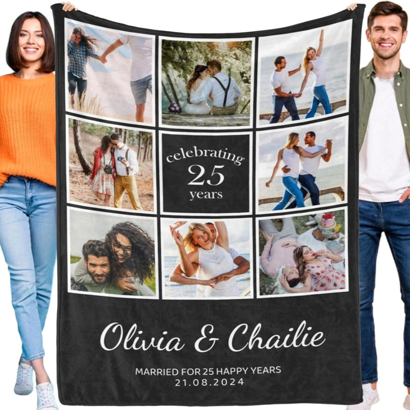 Personalized Blanket with Photos - Romantic Anniversary Birthday Valentine's Day Engagement Wedding Gifts for Wife Husband Girlfriend Boyfriend