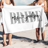 Honeymoon Mr. and Mrs. Beach Towels, Couple Pool Towel, Personalized Beach Towel, Wedding Newlywed Gift, Groom Bachelorette Gift