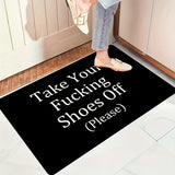 Soft Premium "Take Off Your Shoes" Flannel Door Mat - Non-Slip, Machine Washable for Living Room, Bedroom, Bathroom, Kitchen