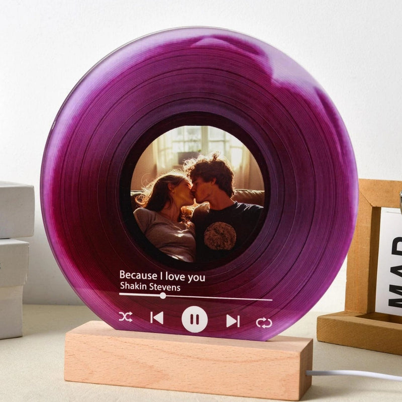 Personalized Vinyl Record with Photo  - Acrylic Song Plaque - Romantic Birthday Valentine's Day Wedding Anniversary Gift for Couples Wife Husband Boyfriend Girlfriend