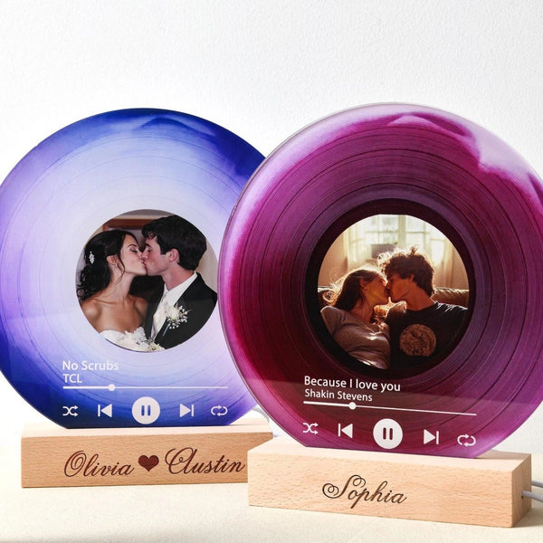 Personalized Vinyl Record with Photo  - Acrylic Song Plaque - Romantic Birthday Valentine's Day Wedding Anniversary Gift for Couples Wife Husband Boyfriend Girlfriend