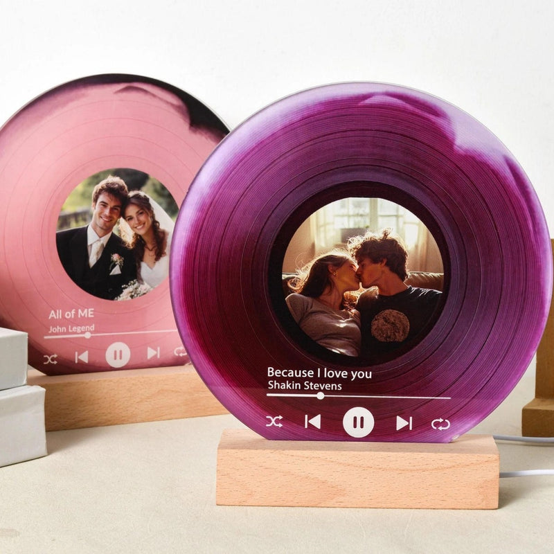 Personalized Vinyl Record with Photo  - Acrylic Song Plaque - Romantic Birthday Valentine's Day Wedding Anniversary Gift for Couples Wife Husband Boyfriend Girlfriend