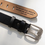 Personalized Leather Belt with Engraved Custom Message and Initials - Unique Anniversary Gift for Husband from Wife - Father’s Day Gift for Daddy - Custom Romantic Gift for Boyfriend