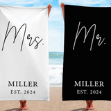 Honeymoon Mr. and Mrs. Beach Towels, Couple Pool Towel, Personalized Beach Towel, Wedding Newlywed Gift, Groom Bachelorette Gift