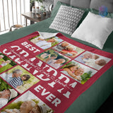 Best Grandpa Grandma Ever - Personalized Photo Blanket for Grandpa Grandma Dad Mom - Custom Photo Gift for Grandparents Birthday Fathers Day Mothers Day