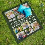 Best Grandpa Grandma Ever - Personalized Photo Blanket for Grandpa Grandma Dad Mom - Custom Photo Gift for Grandparents Birthday Fathers Day Mothers Day