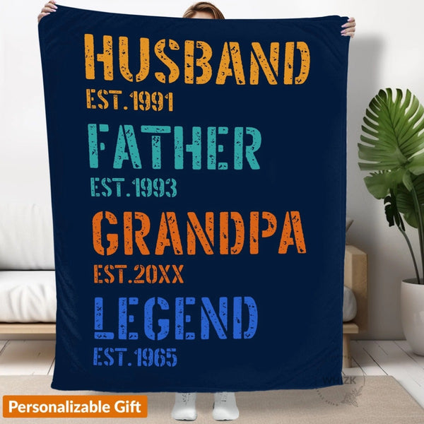 Personalized Blanket for Grandpa - Unique Custom Gift for Birthday Father's Day Pregnancy AnnouncementChristmas