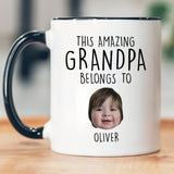 This Amazing Grandpa Grandma Belongs to Grandkids Mug - Personalized Kids Photo Mug for Grandpa from Grandkids Daughter Son - Unique Custom Gift For Father's Day Birthday