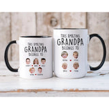 This Amazing Grandpa Grandma Belongs to Grandkids Mug - Personalized Kids Photo Mug for Grandpa from Grandkids Daughter Son - Unique Custom Gift For Father's Day Birthday