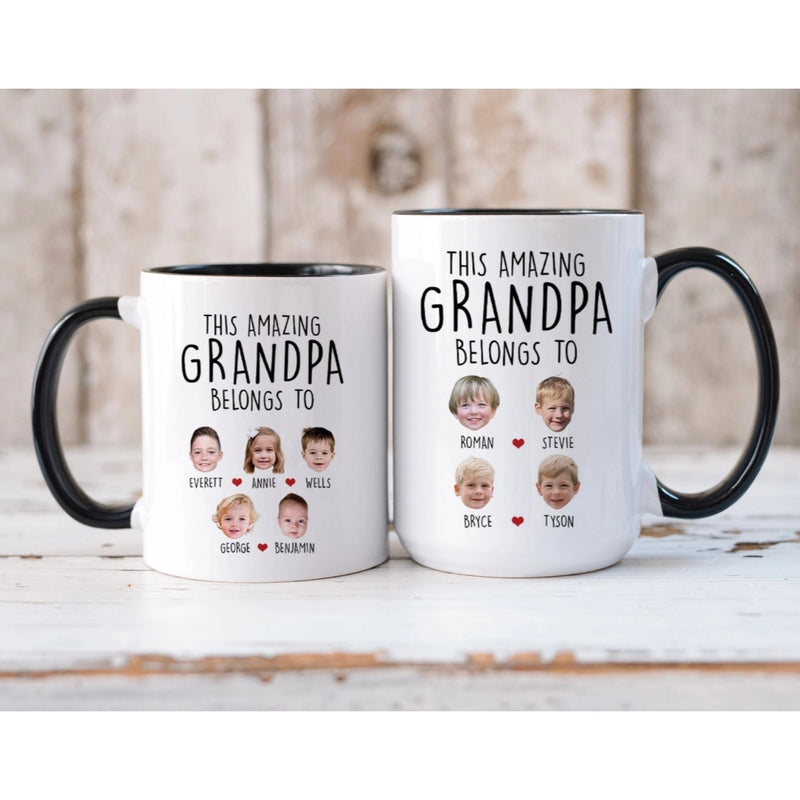 This Amazing Grandpa Grandma Belongs to Grandkids Mug - Personalized Kids Photo Mug for Grandpa from Grandkids Daughter Son - Unique Custom Gift For Father's Day Birthday