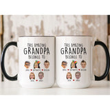 This Amazing Grandpa Grandma Belongs to Grandkids Mug - Personalized Kids Photo Mug for Grandpa from Grandkids Daughter Son - Unique Custom Gift For Father's Day Birthday