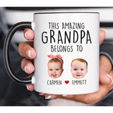 This Amazing Grandpa Grandma Belongs to Grandkids Mug - Personalized Kids Photo Mug for Grandpa from Grandkids Daughter Son - Unique Custom Gift For Father's Day Birthday