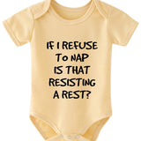 If I Decline to Take a Nap, Does That Mean I'M Opposing Rest - Adorable Baby Bodysuit - Soft Polyester, Short Sleeve, Round Neck Romper for Newborns & Toddlers