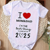 I Love Mom & Dad - Adorable Baby Bodysuit - Soft Polyester, Short Sleeve, Round Neck Romper for Newborns & Toddlers