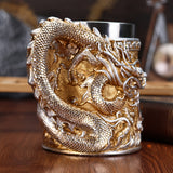 Stainless Steel Dragon Beer Mug - Large Capacity(600ml), Insulated Coffee Cup with Unique Oriental Dragon Design - Perfect for Cold Drinks, Ideal Christmas Gift