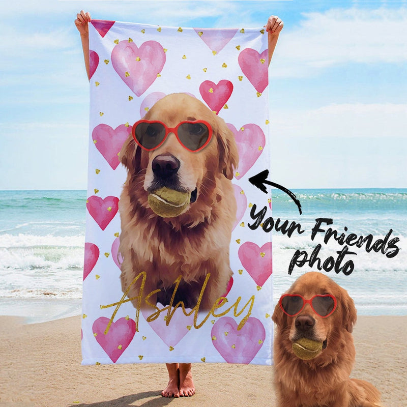 Personalized Beach Towel with Photo - Birthday Vacation Gift for Family Friends