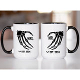 Mr And Mrs Skeleton Mug - Personalized Name Date Couple Mug, Gift for Couples Husband Wife Girlfriend Boyfriend, Valentine's Day Anniversary Gift