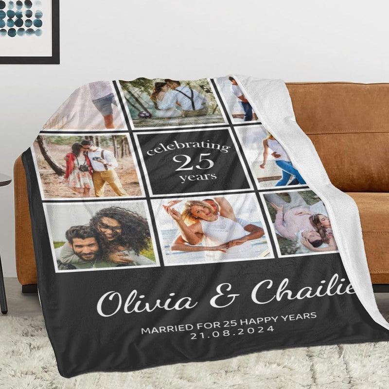 Personalized Blanket with Photos - Romantic Anniversary Birthday Valentine's Day Engagement Wedding Gifts for Wife Husband Girlfriend Boyfriend