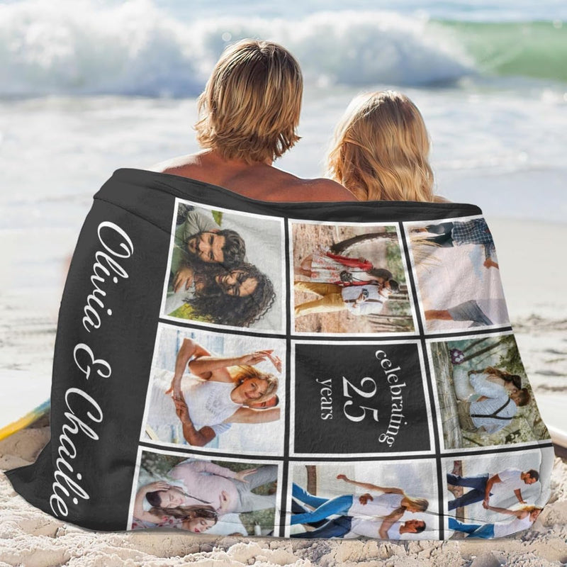 Personalized Blanket with Photos - Romantic Anniversary Birthday Valentine's Day Engagement Wedding Gifts for Wife Husband Girlfriend Boyfriend